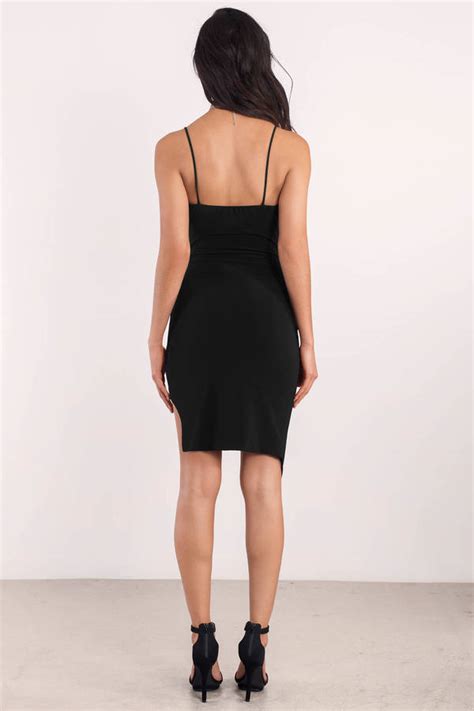 Black Bodycon Dress High Low Dress Asymmetrical Dress 5600