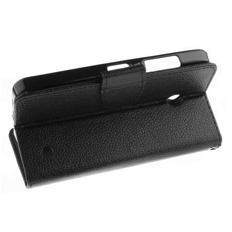 Leather Wallet Case For Nokia Lumia 630 635 Black