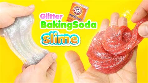 Making Glitter Baking Soda Slime Only Glue Baking Soda L Satisfying