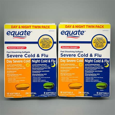 Equate Max Strength Daytime And Nighttime Severe Cold And Flu 24 Softgels