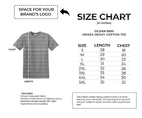 Gildan Cotton Shirts Size Chart