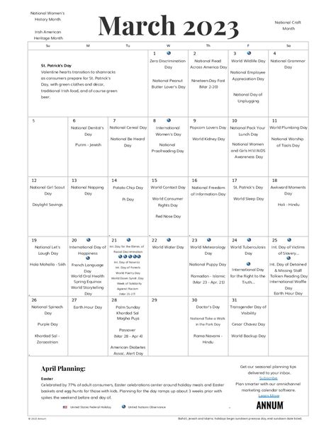 National Day Calendar March 2023 Get Calendar 2023 Update