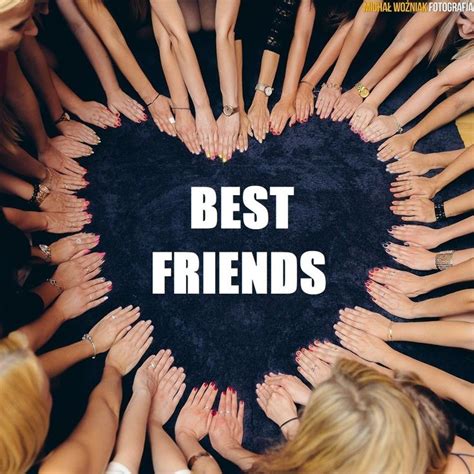 A Group Of Women Holding Their Hands Together In The Shape Of A Heart That Says Best Friends