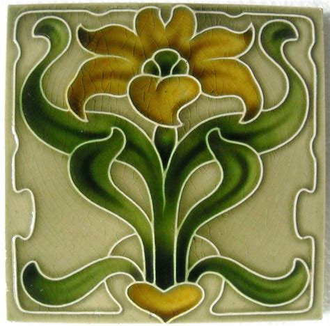 England Antique Art Nouveau Majolica Tile C1900 Art Nouveau Decor
