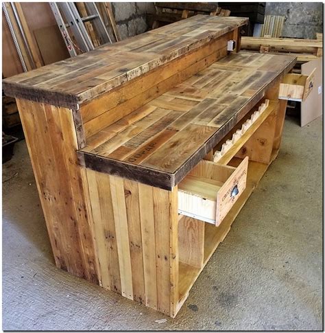 But the red wood design is something to be appreciated, can be a good idea if you're planning for a. Awesome Plan for Wooden Pallet Bar | Wood Pallet Furniture