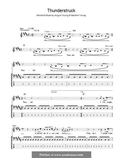 Thunderstruck Acdc By A Young M Young Sheet Music On Musicaneo