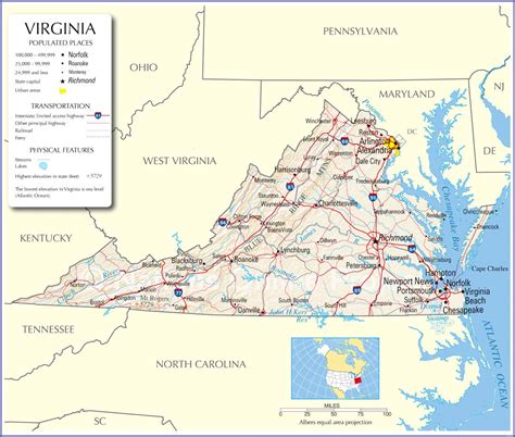 Virginia Map Virginia State Map Virginia State Road Map Map Of Virginia