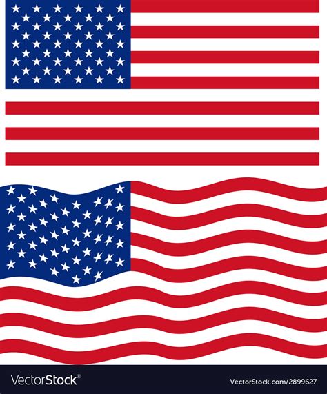 Flat And Waving American Flag Royalty Free Vector Image