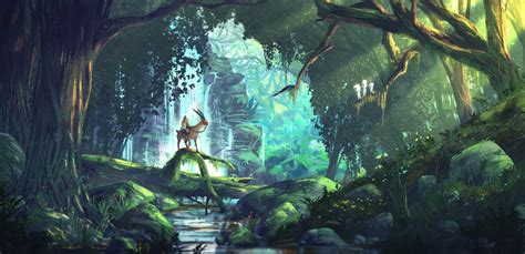 Wallpaper Forest Fantasy Art Anime Cave Princess Mononoke Studio