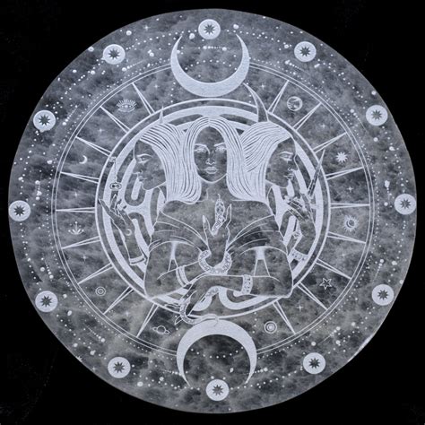 Hecate S Wheel Engraved Selenite For Harnessing Divine Feminine Power