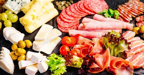 Charcuterie Antipasti Platter With Assortment Of Salami Cheese