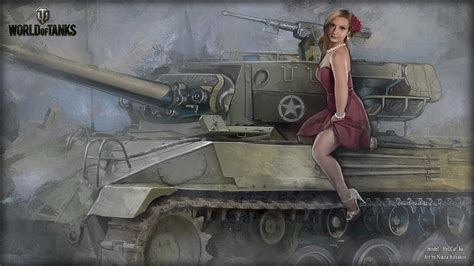 Image Wot Nikita Bolyakov Tank Young Woman Games Painting 1920x1080