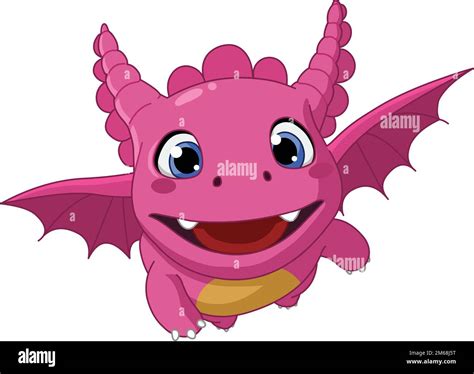 Happy Pink Baby Dragon Flying Stock Vector Image And Art Alamy