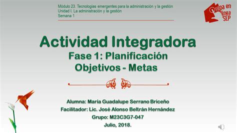 Actividad Integradora Fase 1 Planificación Objetivos Metas Módulo