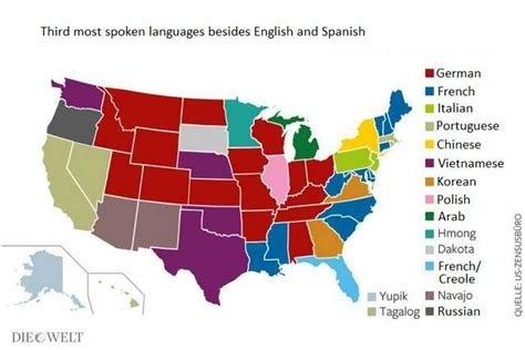Interesting Map Of Third Most Spoken Languages In America By State