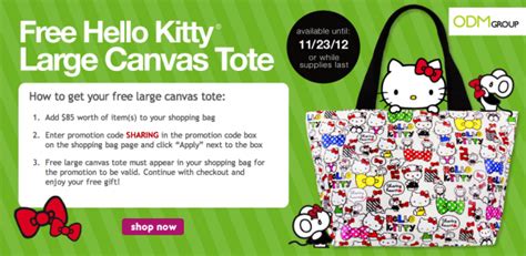 Hello Kitty Canvas Tote Gwp By Sanrio In Usa Hello Kitty Canvas Tote Promotional Bags