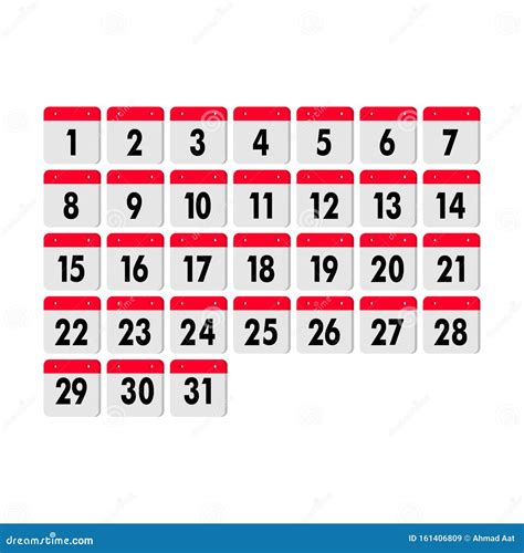 Red Abstract Calendar For Your Design Calendar Day Icon Set Number On