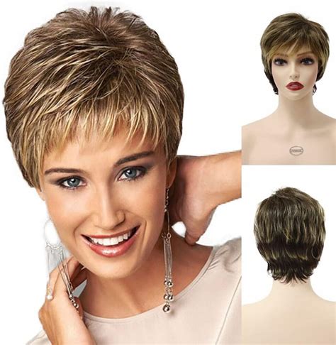 Lsza Wigshort Blonde Wig With Bangs For Women Synthetic