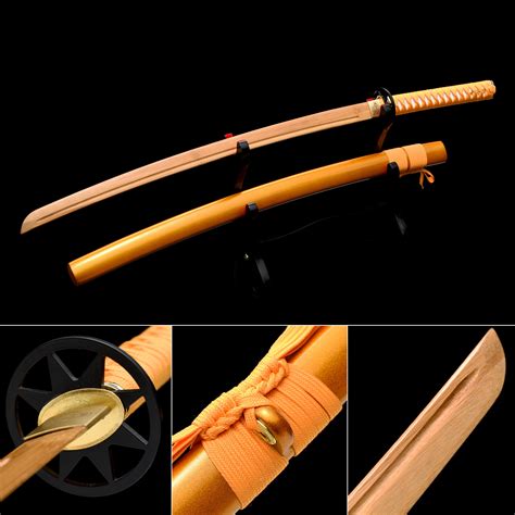 Wooden Katana Sword Handmade Natural Bamboo Wooden Blunt Unsharpened