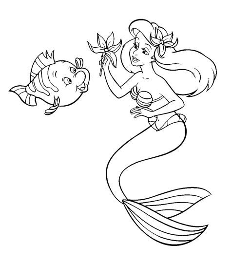 Coloring Ariel And Flounder The Little Mermaid Coloring Page