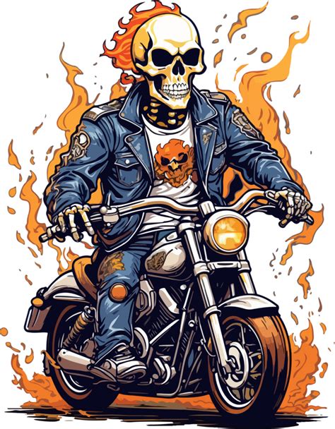 Flame Skeleton Biker Motorcycle Cartoon Ai Generative 28142601 Png