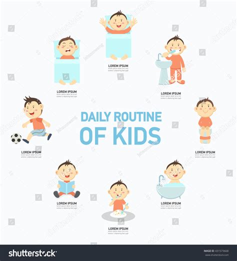 Daily Routine Kids Infographicvector Illustration Stock Vector