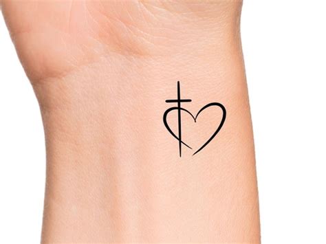 Cross Heart Temporary Tattoo Religious Tattoos Etsy Uk