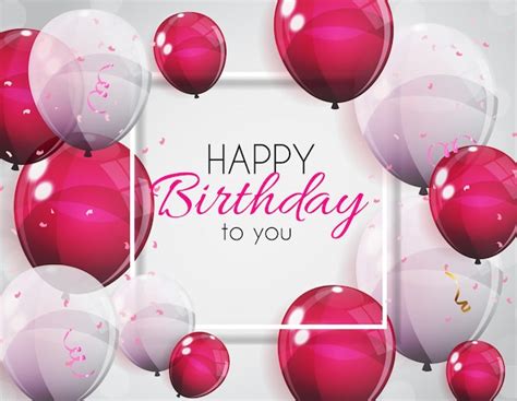 Premium Vector Color Glossy Happy Birthday Balloons Banner