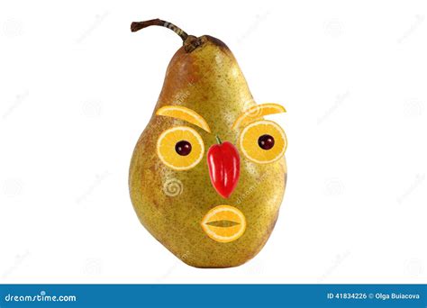 Funny Portrait Made From Pears And Oranges Stock Photo Image Of