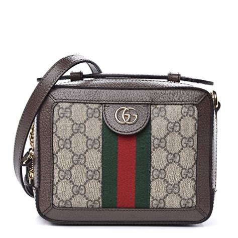 Gucci Gg Supreme Monogram Mini Ophidia Top Handle Bag Brown 521912