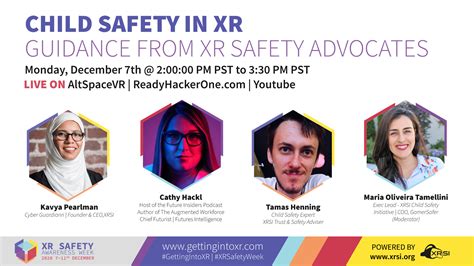 Advisor | trust and safety. Child Safety in XR: Guidance from XR Safety Advocates | Ready Hacker One