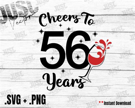 Cheers To 56 Years Svg 56th Birthday Svg Ts For Women Etsy