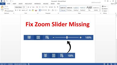How To Fix Zoom Slider Missing In Ms Word Youtube