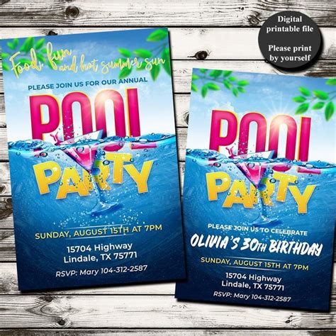 Pool Party Invitation Summer Bash Invitation Summer Party Etsy In 2020 Pool Party