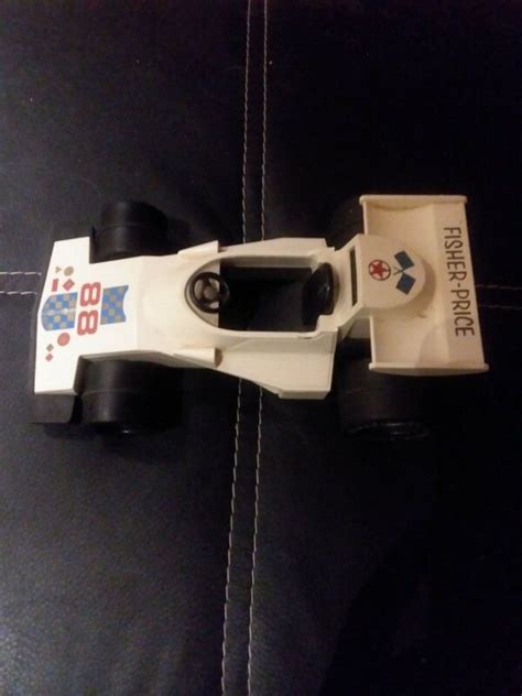 Vintage 1975 Fisher Price White Race Car 88 Adventure People Toy Car