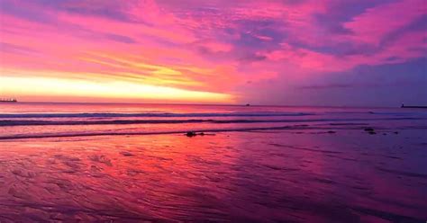 Watch Tynemouth Longsands Glow Purple In Stunning Sunrise