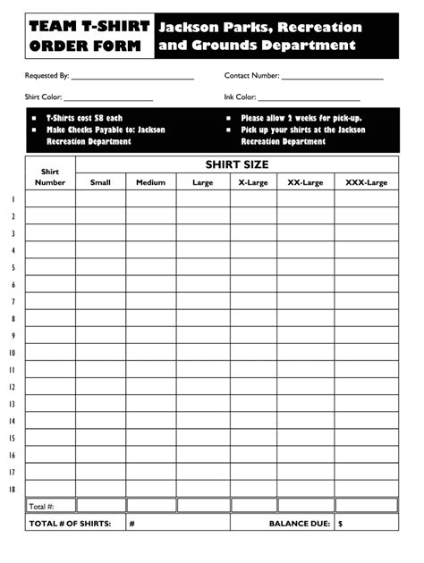 Team T Shirt Order Form Fill And Sign Printable Template Online Us