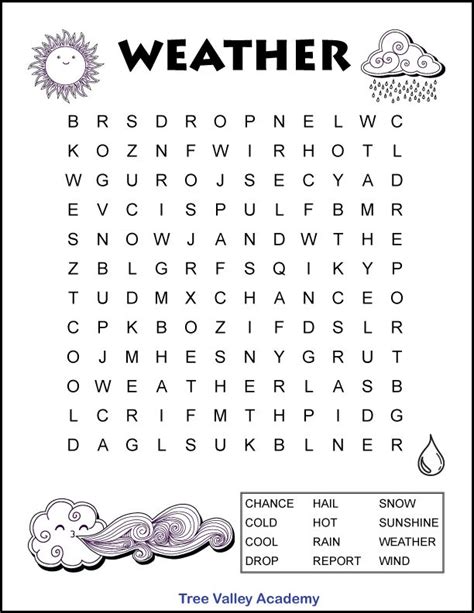 Fun Weather Word Search For Kids