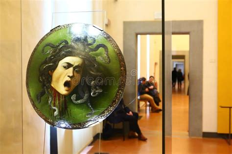 Medusa Painting By Caravaggio In Uffizi Museum Florence Editorial