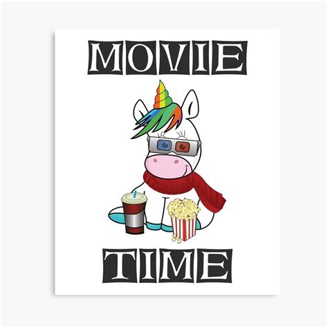Unicorn At Cinema Movie Time Poster Canvas Print Wooden Hanging