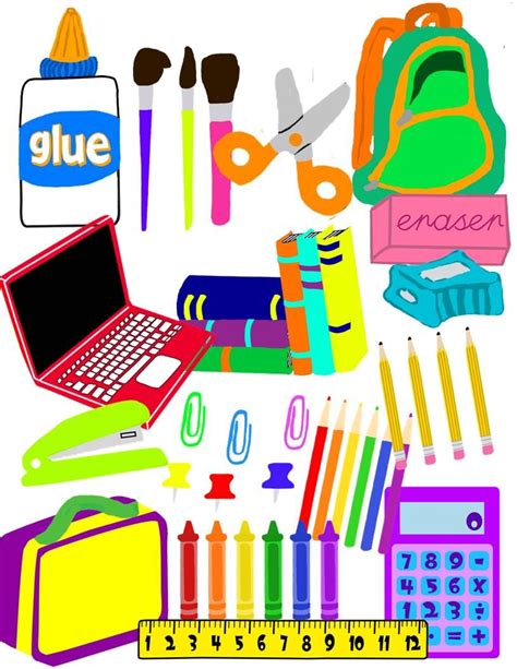 School Supplies Clip Art School Scrapbook School Supplies Clipart