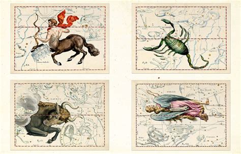 All 12 Zodiac Signs High Res Old Vintage Astrological Art Etsy