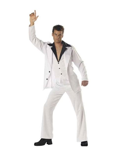 Disco Mens Saturday Night Fever Costume Mens White Disco Suit