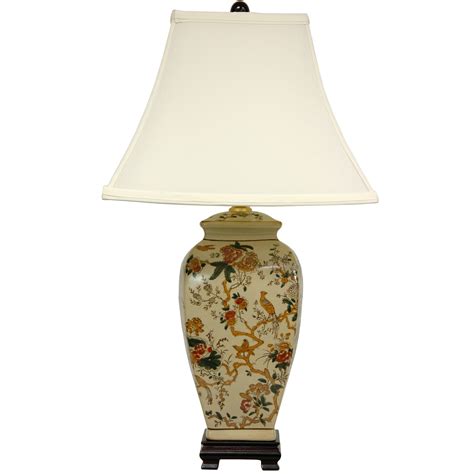 Oriental Furniture Autumn Birds And Flowers Vase 25 Table Lamp