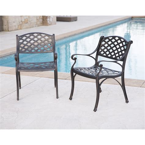 We Furniture Cast Aluminum Patio Chairs Set Of 2 Antique Bronze