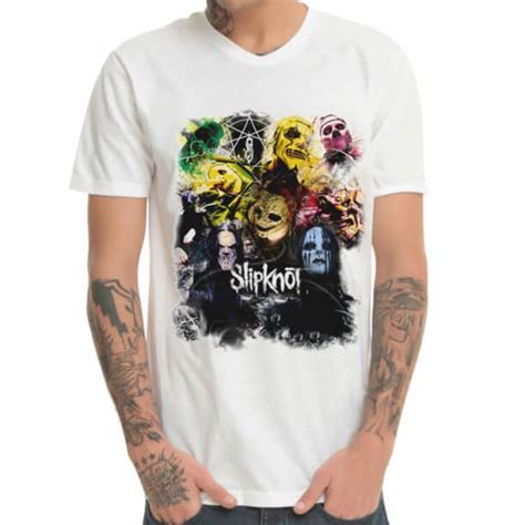 White Slipknot Band Metal Rock Print T Shirt Wishiny