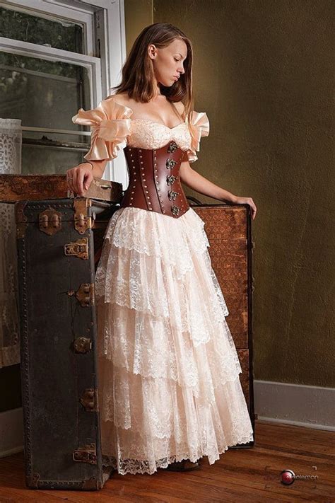 Love The Look Of A Corset Over A Gown Steampunk Dress Fashion