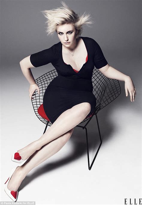 Lena Dunham Vamps It Up On The Cover Of Elle Flashing A Red Bra Daily Mail Online
