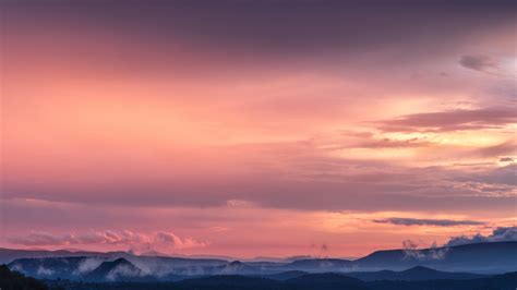 Pink Sky Wallpaper 4k Sunset Mountains Landscape Fog