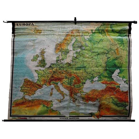 Fantastic School Map Physical View Of Europe Wall Chart Poster Print